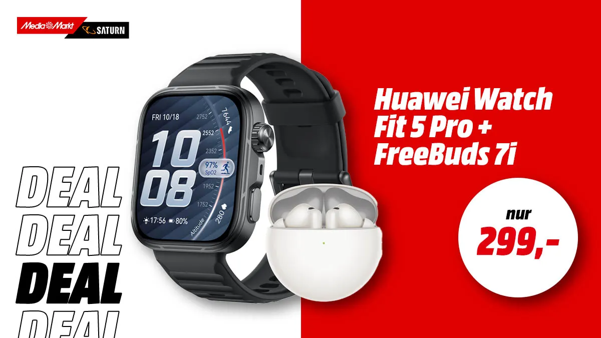 Huawei Watch Fit 5 Pro im Bundle mit Kopfhörern für nur 299 Euro