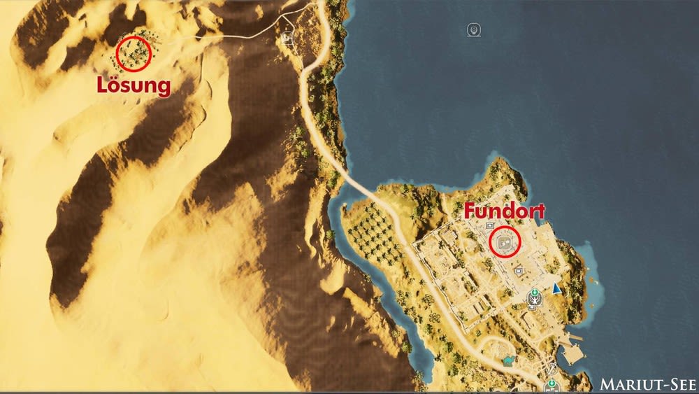 Lake Mareotis-Rätsel Standort auf der Ingame-Karte.