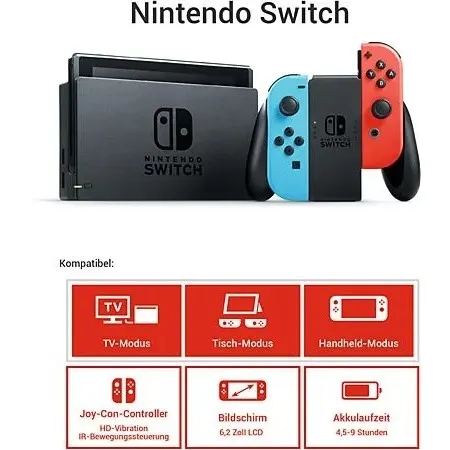 Die Daten der NINTENDO Switch Neon-Rot/Neon-Blau