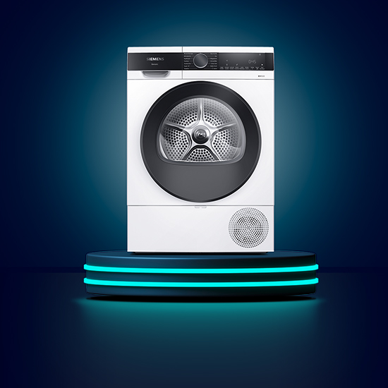 Siemens Trockner steht auf einem Podest