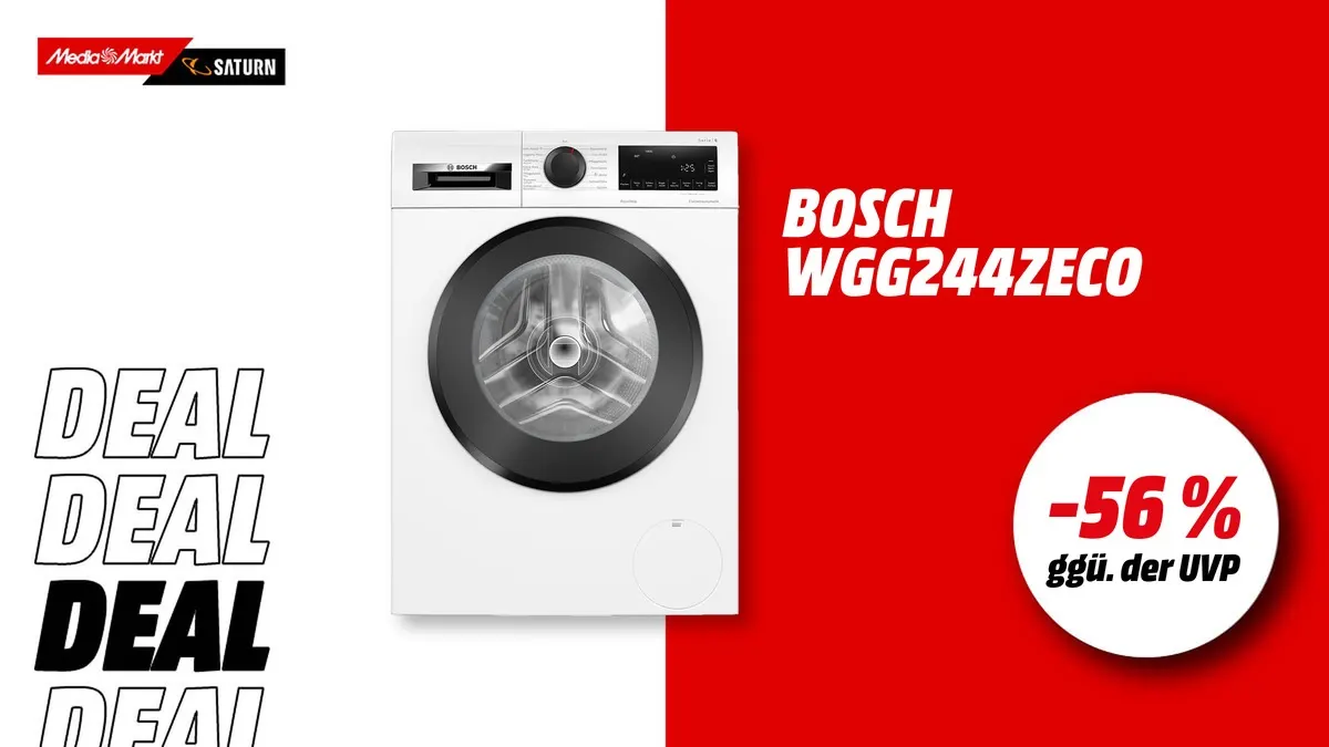 Bosch WGG244ZECO Waschmaschine Serie 6 mit 9 kg Kapazität und 1400 U/Min. – aktuell stark reduziert erhältlich.
