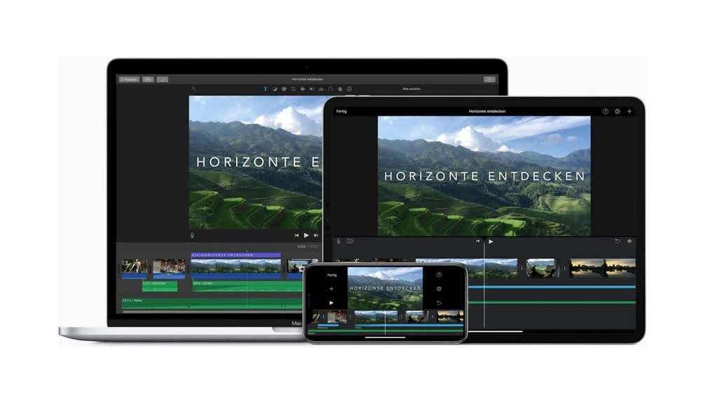 Die iMovie-App läuft auf drei verschiedenen Apple-Produkten.