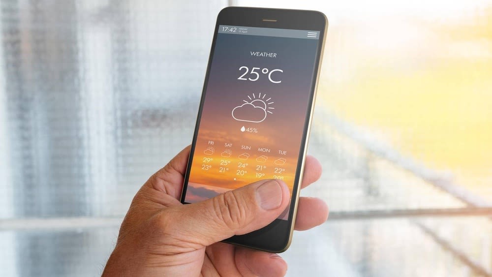Wetter-App auf dem Smartphone-Bildschirm