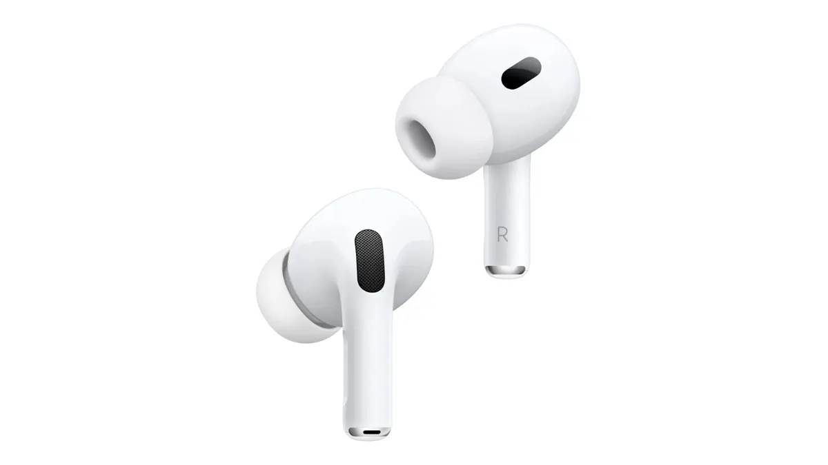 Die Apple AirPods Pro 2. Generation vor weißem Hintergrund.