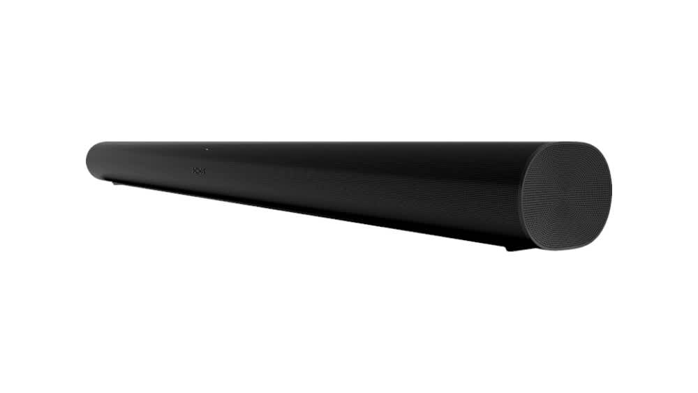 Die Sonos Arc Soundbar in der Farbe Schwarz.