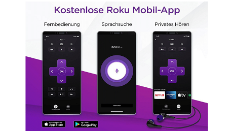 Kostenlose ROKU App und ihre Funktionen: Fernbedienung, Sprachsuche, Privates Hören