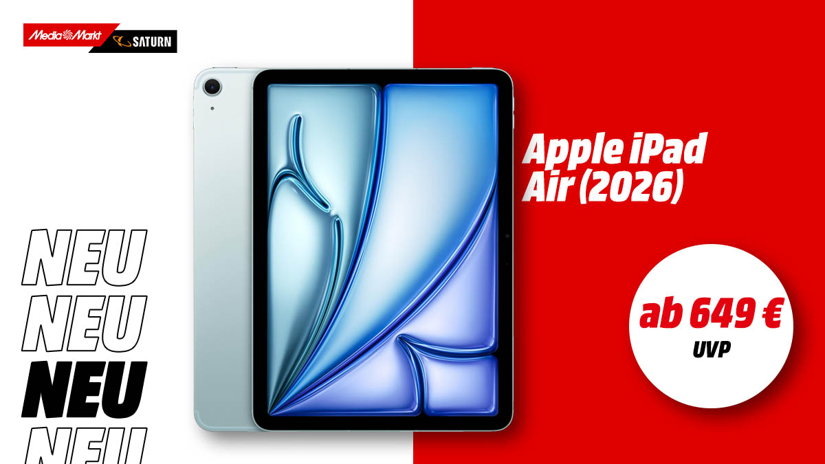 Das neue Apple iPad Air und Hinweis auf UVP ab 649 Euro.
