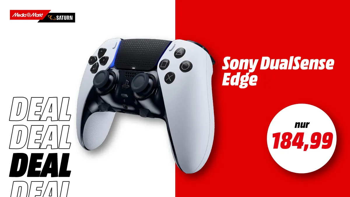 Der Sony DualSense Edge Controller und Hinweis auf Aktionspreis: 184,99 Euro.