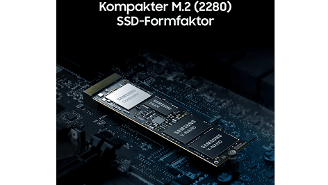 SAMSUNG 980 PRO interne Festplatte mit der Überschrift: Kompakter M.2 (2280) SSD Formfaktor