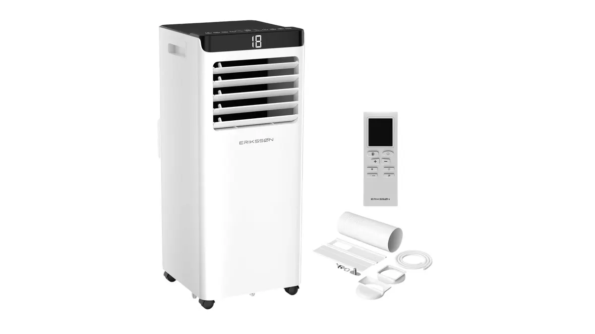 Das ERIKSSØN Silent Comfort Series Klimagerät vor einem weißen Hintergrund.