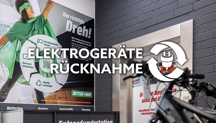 Die Rücknahmestation für Elektrogeräte in einem MediaMarkt.