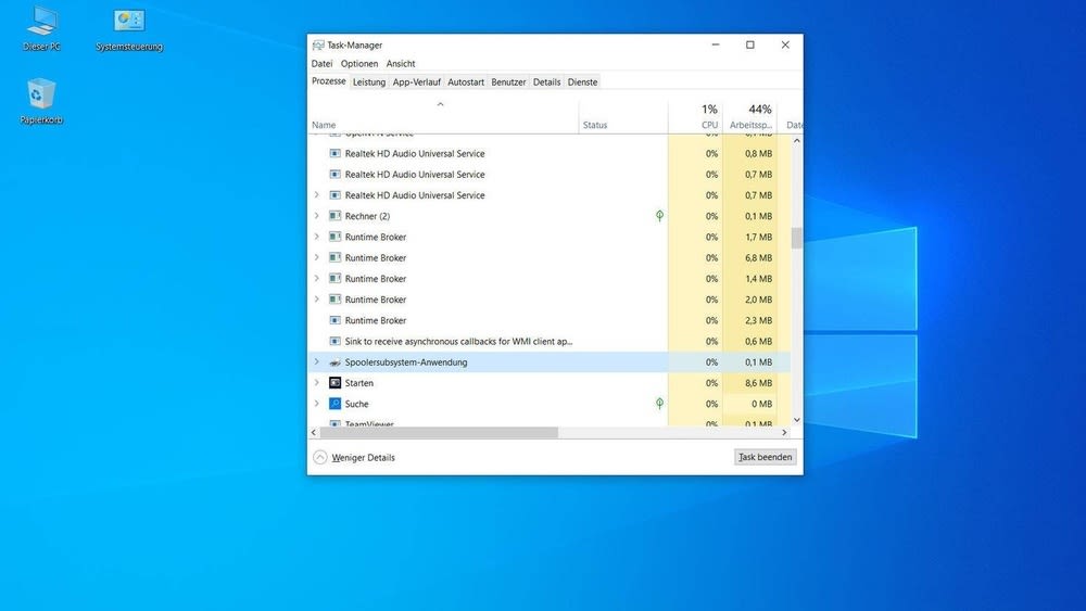 Task-Manager öffnet sich in Windows