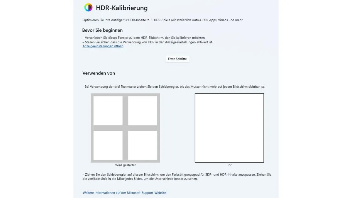 Die HDR-Kalibrierung in Windows 11.