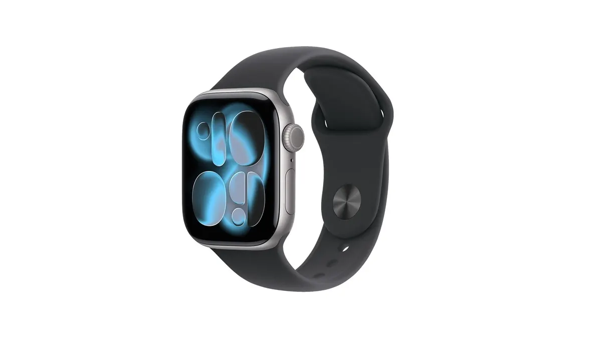 Die Apple Watch Series 11 vor weißem Hintergrund.