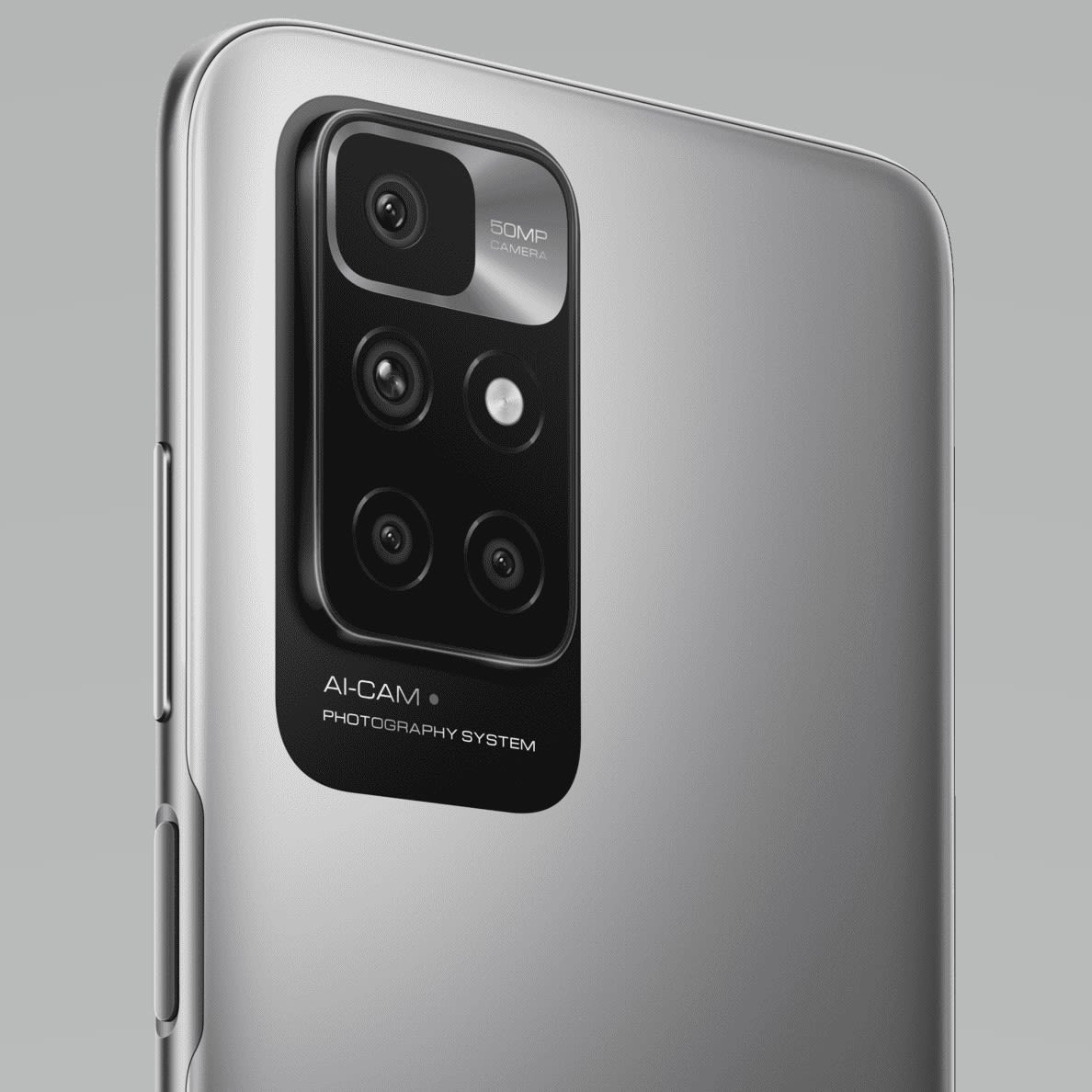 XIAOMI REDMI 10 2022 128 GB Carbon Gray Dual SIM Ansicht auf Rückseite von der linken Seite