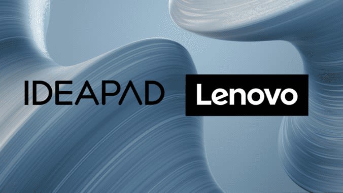 Wellenhintergrund mit der Aufschrift IDEAPAD und dem LENOVO Logo