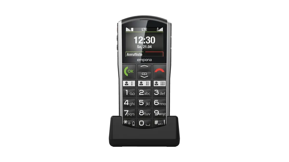 Das Emporia Simplicity LTE V27 vor weißem Hintergrund.