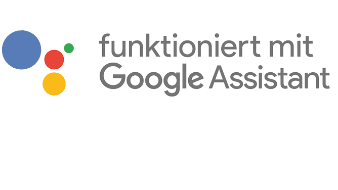 Google Assistant Logo und Überschrift funktioniert mit Google Assistant