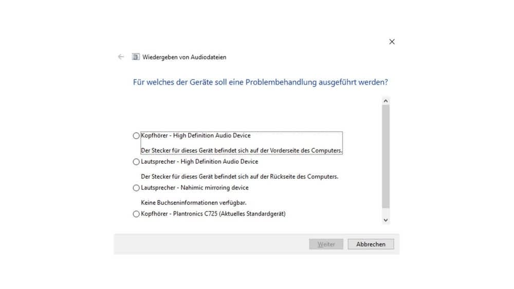 Windows zeigt 4 verschiedene Problembehandlungen bei der Wiedergabe von Audiodateien an.