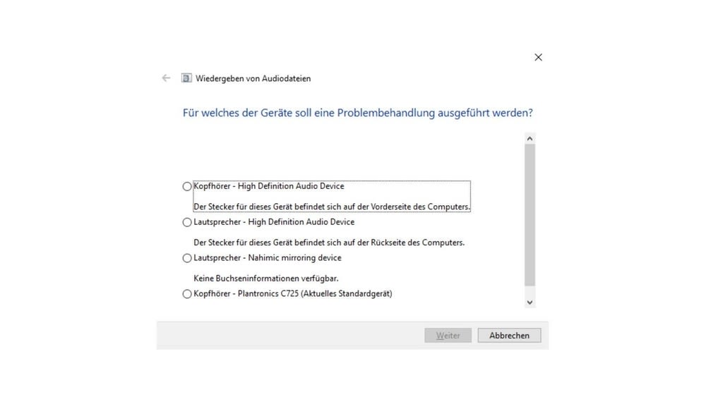 Windows zeigt 4 verschiedene Problembehandlungen bei der Wiedergabe von Audiodateien an.