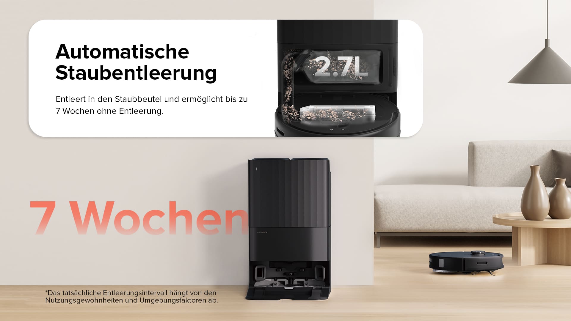 ROBOROCK Q Revo Saugroboter Animation Staubentleerung