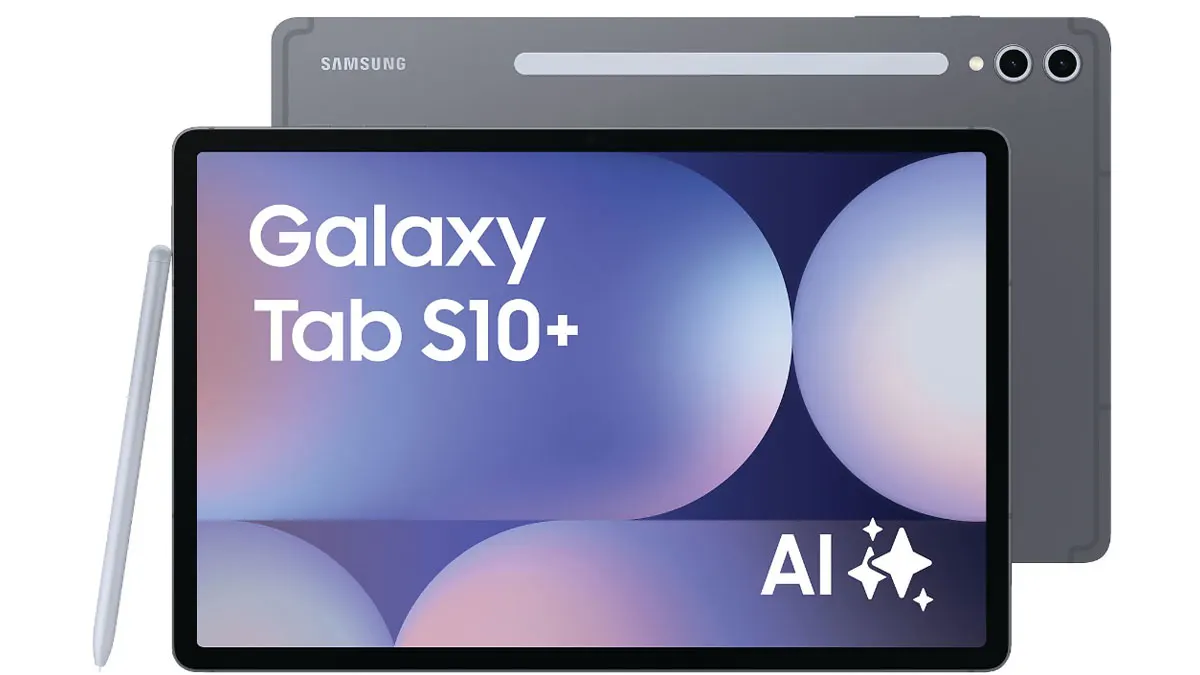 Das Samsung Galaxy Tab S10+ vor weißem Hintergrund.