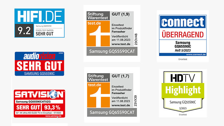 Übersicht der Awards des Samsung S90C
