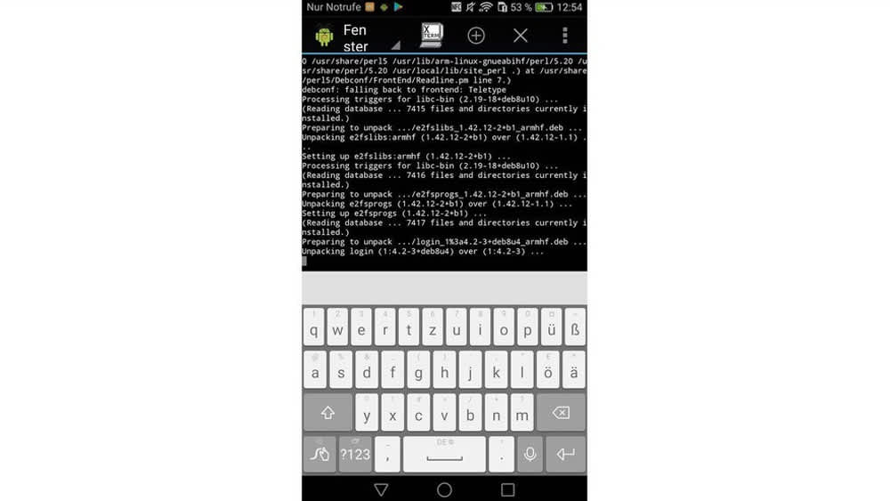 Ein Screenshot der Linux Debian-App.