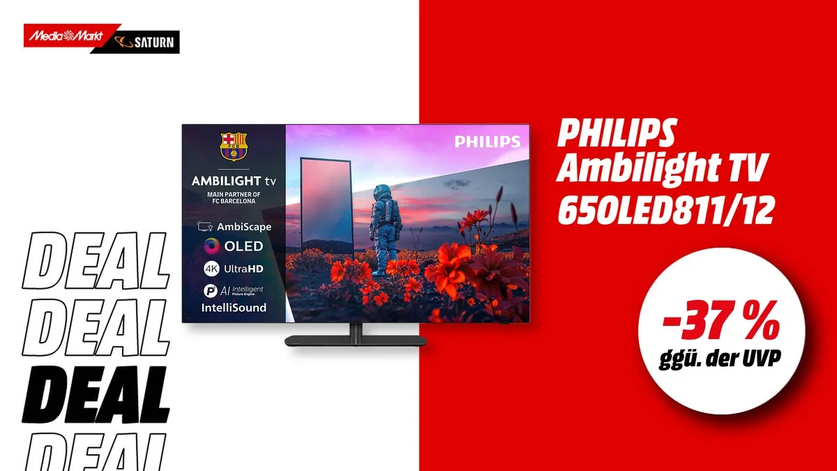 Philips 65OLED811/12 OLED TV mit tri-seitigem Ambilight, 65 Zoll, UHD 4K – aktuell stark reduziert im Angebot