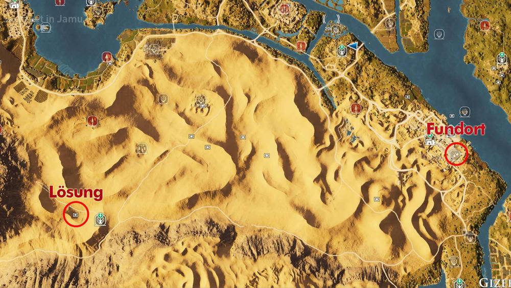 Sapi-Res Nome – Sandmeer-Rätsel: Standort auf der Ingame-Karte.