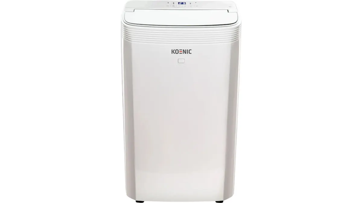 Das mobile Klimagerät KOENIC KAC 12022 WLAN vor einem weißen Hintergrund.