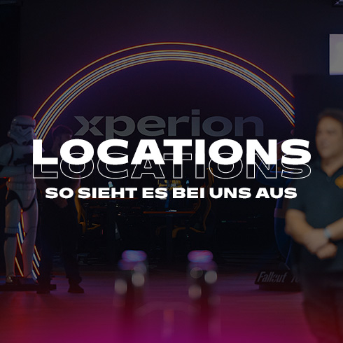 Eine rote Teppich-Szene mit Ballons und einer Menschenmenge im Hintergrund, die ein rotes Band durchschneidet. Text "Location. So sieht es bei uns aus".