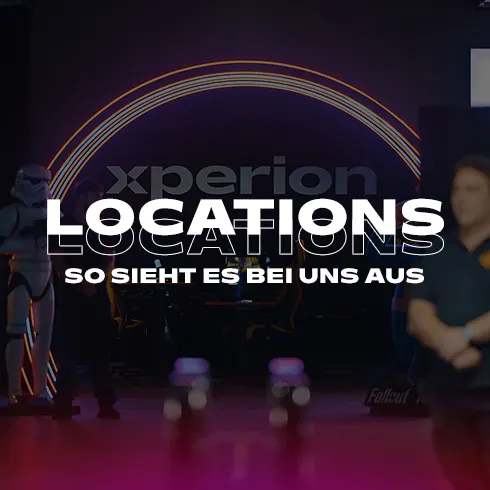 Eine rote Teppich-Szene mit Ballons und einer Menschenmenge im Hintergrund, die ein rotes Band durchschneidet. Text "Location. So sieht es bei uns aus".