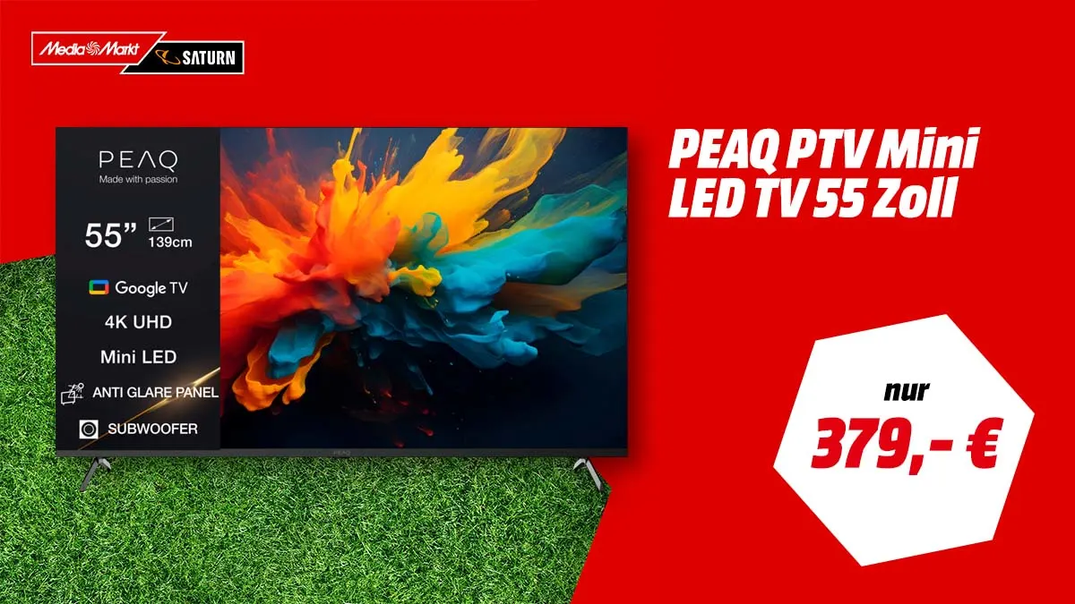 PEAQ PTV 55GMU-5026C Mini LED Anti-Glare TV, 55 Zoll, 4K Smart TV – WM-Angebot bei MediaMarkt