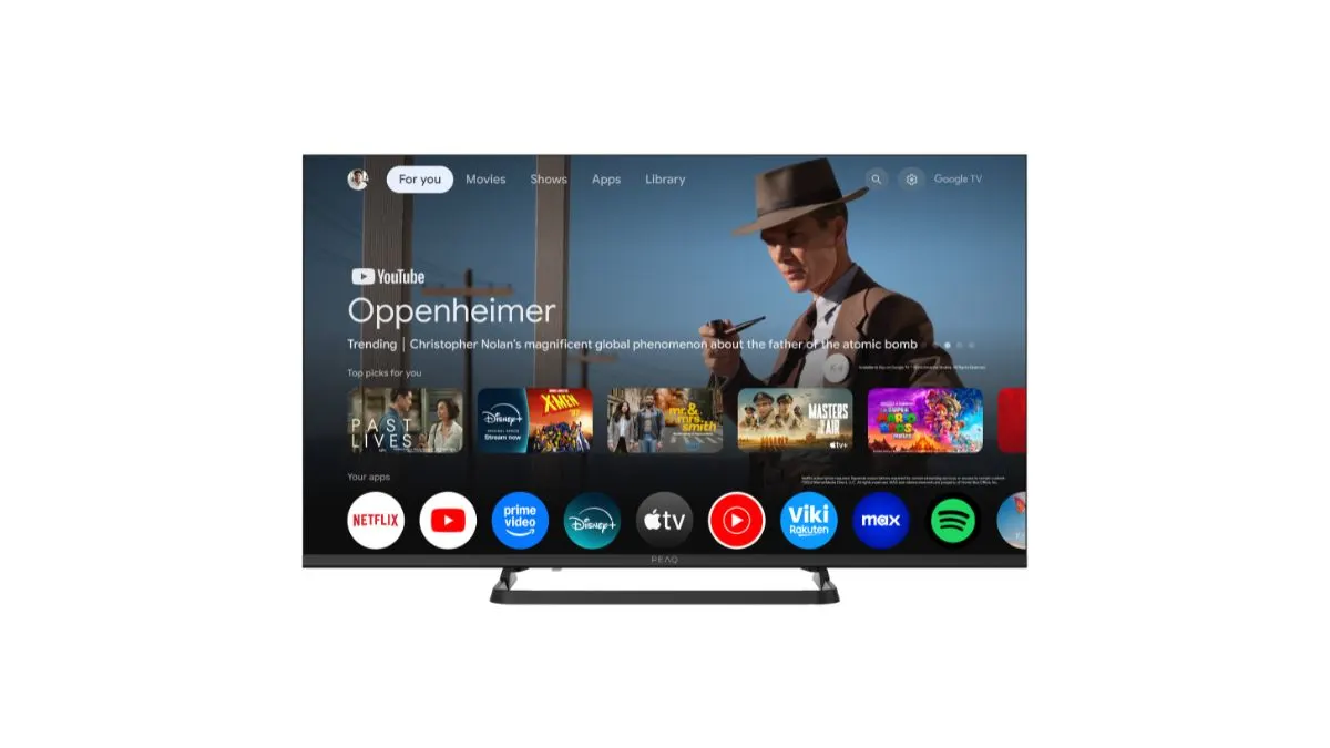 Der LED-TV PEAQ PTV 40GF-5025C vor weißem Hintergrund.