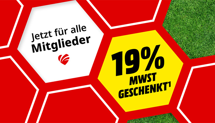 Spare als myMediaMarkt-Kunde 19% Mehrwertsteuer – nur bis zum 8. Juni. 