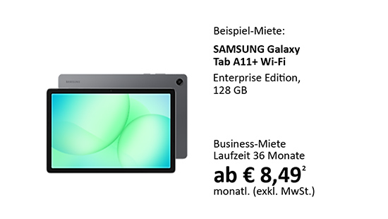 Samsung Galaxy Tab 11+ Enterprise Edition Tablet mit 128 GB in grau.