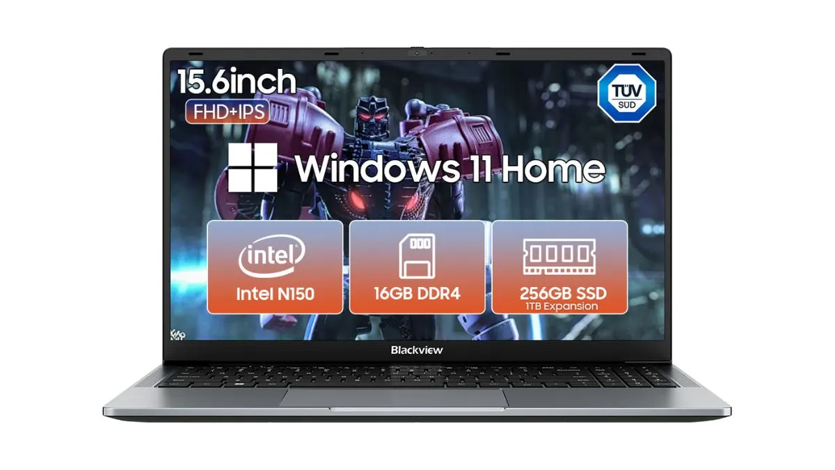 Der Laptop Blackview AceBook 6 vor weißem Hintergrund.