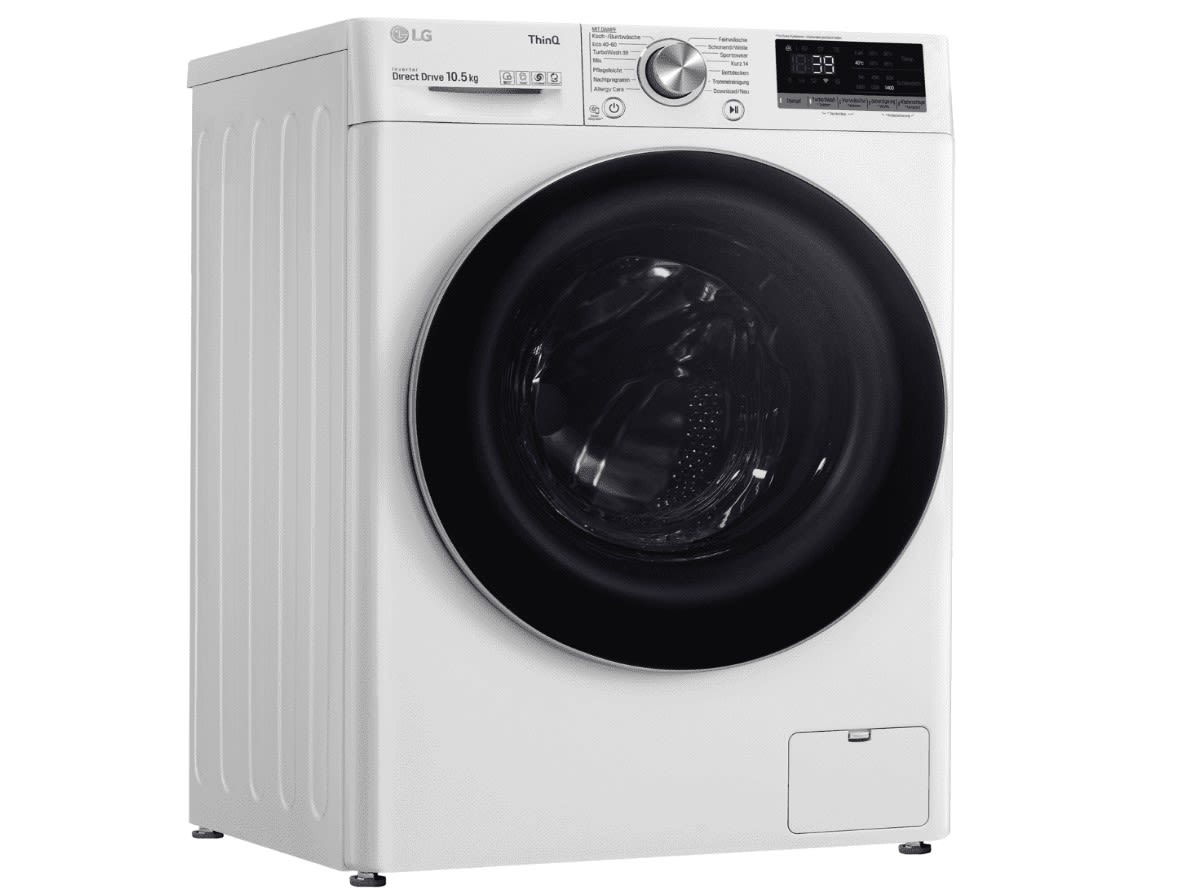 LG F4WV710P1E Waschmaschine Vorder- und Seitenansicht