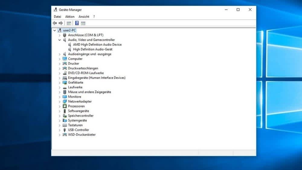 Screenshot des Gerätemanagers in Windows 10 beim Sound-Treiber