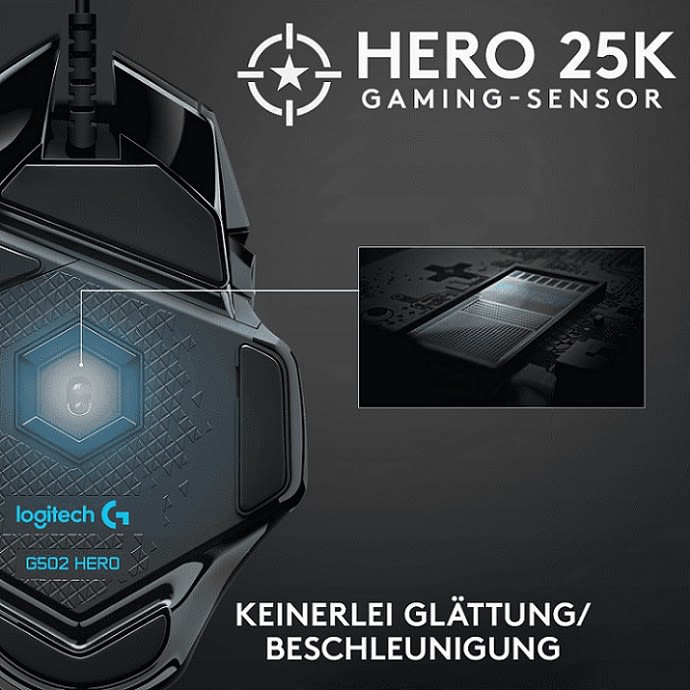 LOGITECH G502 HERO Gaming Maus mit HERO 25K Sensor