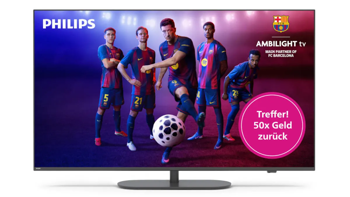 Der Philips 43PUS9000 vor weißem Hintergrund.
