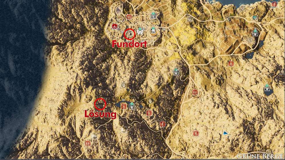 Kyrenaika – Unterirdische Strömungen-Rätsel: Standort auf der Ingame-Karte.