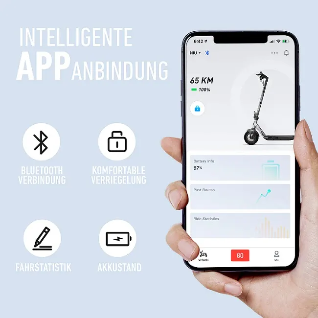 App-Steuerung des NIU KQi Air E-Scooter.