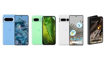 Google-Pixel-Handys in verschiedenen Farben.