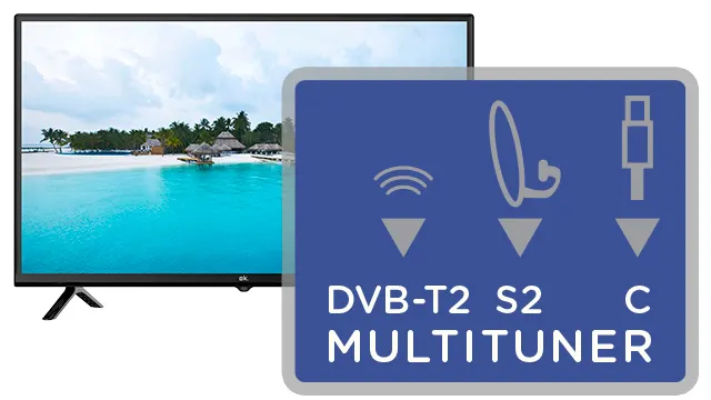 Der integrierte Triple Tuner ermöglicht den Zugriff auf die volle Kanal-Vielfalt der Signalbereiche DVB-T2, DVB-C und DVB-S2.