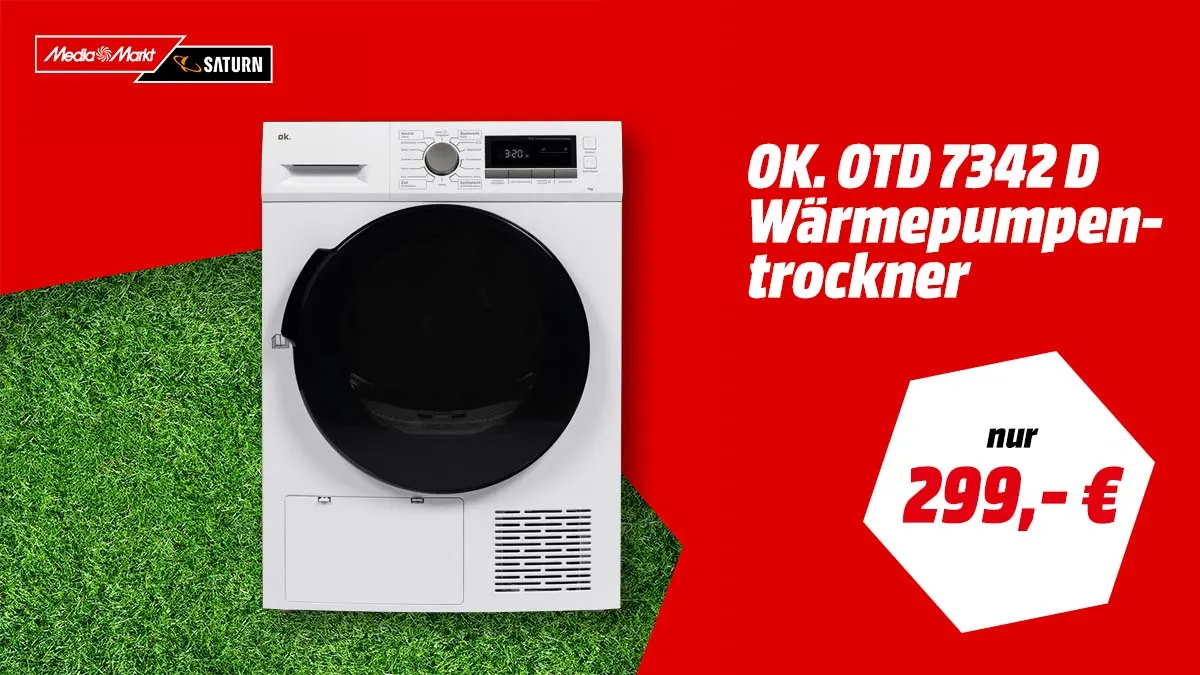 Der OK Wärmepumpentrockner im WM-Spar-Hattrick bei MediaMarkt.