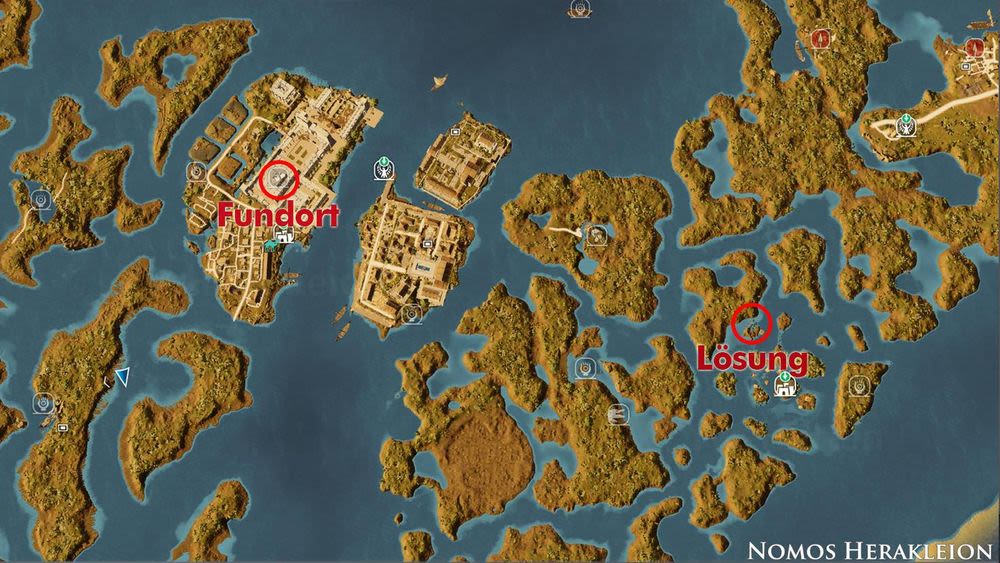 Herakleion Nome – Doppeltes Leid-Rätsel: Standort auf der Ingame-Karte.