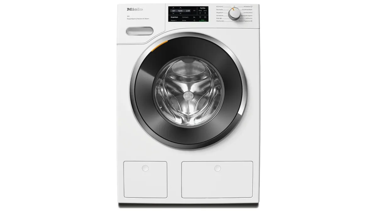 Die Waschmaschine Miele WWJ 880 WPS vor weißem Hintergrund.