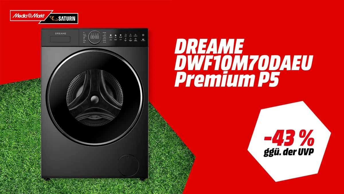 DREAME DWF10M70DAEU Premium P5 Waschmaschine in Weiß – WM-Angebot mit -43 % (ggü. der UVP) auf die UVP von 449,–€